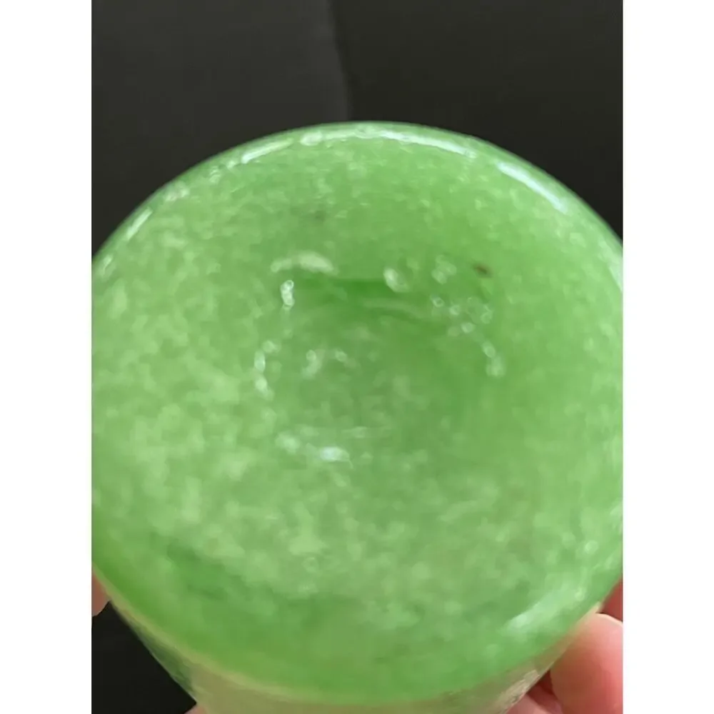 Hand Blown Green Votive Candle Holder Art Glass Bubble Glass Set Of 2 Jade 3”